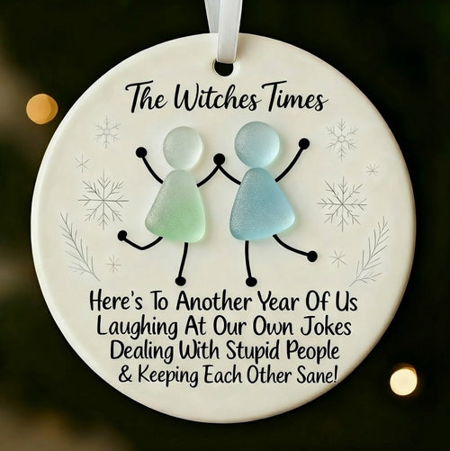 Funny Friendship Sea Glass Keepsake Ornament