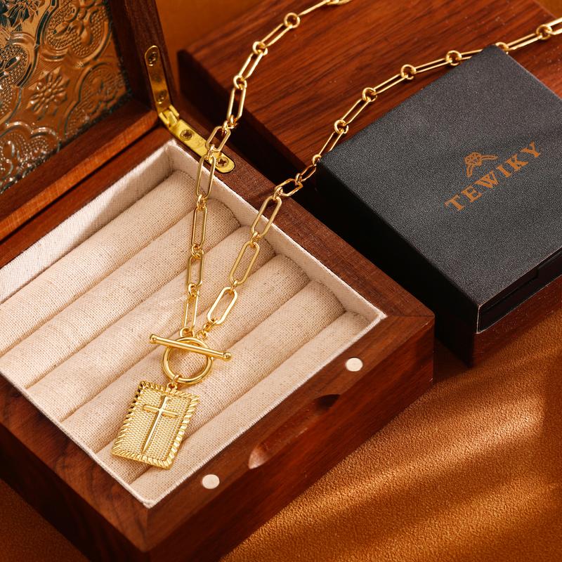 🏆Flash Sale⚡ 50K+ SOLD! Almost Gone-💥 - Cross Pendant Paperclip Chain Necklace,14K Gold & Silver Plated, Unisex, Waterproof and Sweat-Resistant, Fade-Proof