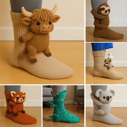 🎅🔥Christmas Winter Sale 49% OFF – Cozy 3D Knit Animal Socks, Cute & Comfy for You or a Lovely Gift 💝