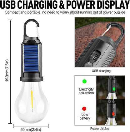 Solar Tent Lights USB Rechargeable Led Camping Lantern,for Camping, Christmas, Decorations, Emergency,Flashlight
