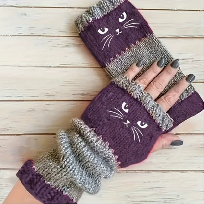 🔥Last Day Promotion!💥🐱 Cute Women’s Knitted Cat Gloves — For Warm Hands & Free Fingers🧶