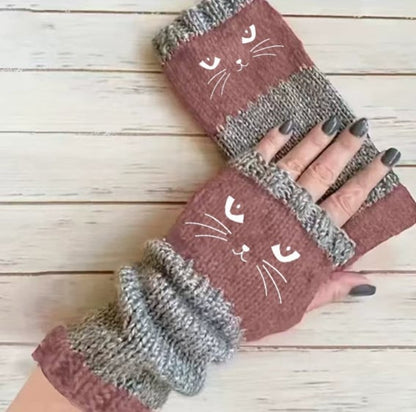 🔥Last Day Promotion!💥🐱 Cute Women’s Knitted Cat Gloves — For Warm Hands & Free Fingers🧶