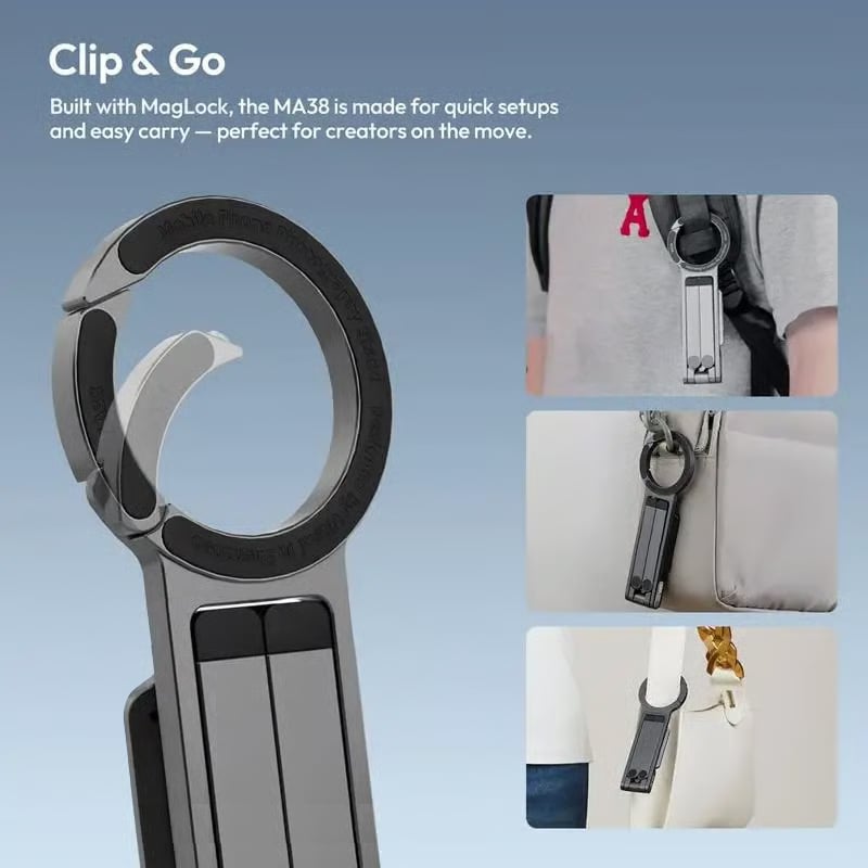 Magnetic Phone Tripod for iPhone, MA38 Portable Phone Holder Mini Tripod for Magsafe