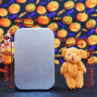 🎃🧸Cute Halloween Bear in a Box with wizard hat, Blanket, Broom, Pumpkin & Cat🌟👻