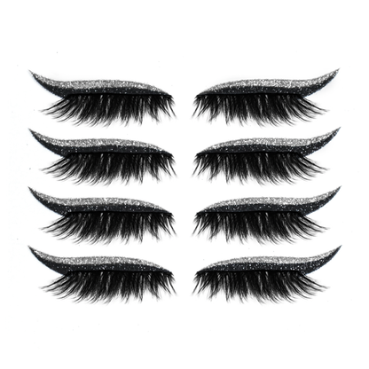 8 Colors Reusable Eyeliner And Eyelash Stickers With Glitter