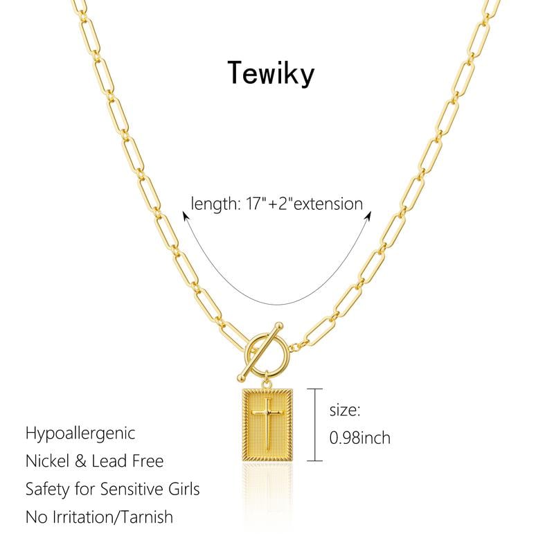 🏆Flash Sale⚡ 50K+ SOLD! Almost Gone-💥 - Cross Pendant Paperclip Chain Necklace,14K Gold & Silver Plated, Unisex, Waterproof and Sweat-Resistant, Fade-Proof