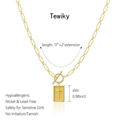 🏆Flash Sale⚡ 50K+ SOLD! Almost Gone-💥 - Cross Pendant Paperclip Chain Necklace,14K Gold & Silver Plated, Unisex, Waterproof and Sweat-Resistant, Fade-Proof