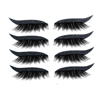 8 Colors Reusable Eyeliner And Eyelash Stickers With Glitter