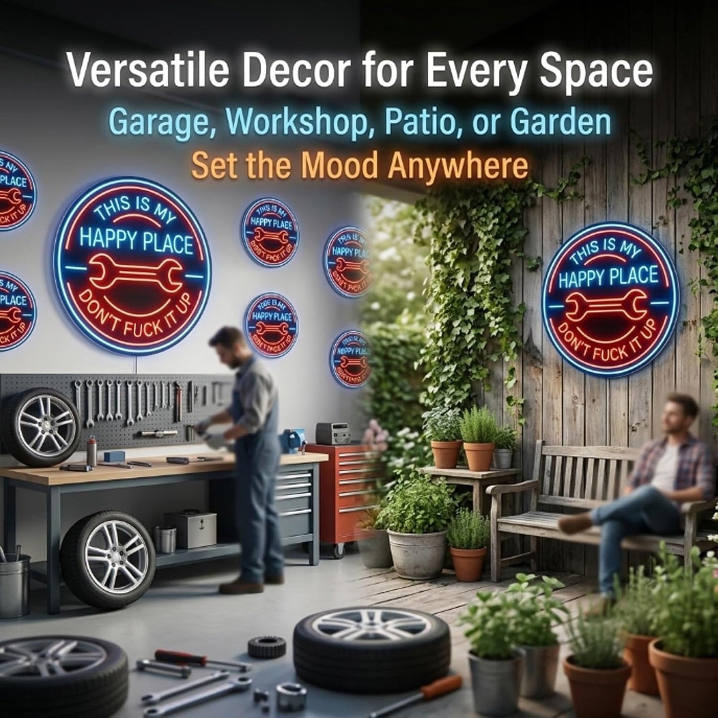 🔥Last Day 70% OFF - ⚡🛠️This Is My Happy Place Neon Garage Sign