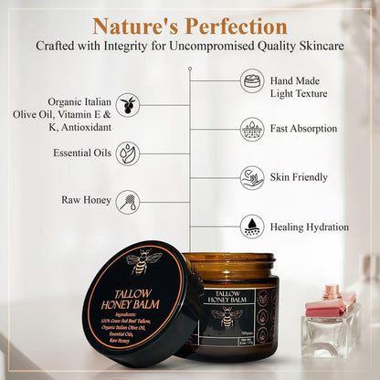 🔥🍊Terra Lotus Organic Grass-Fed Beef Tallow Balm with Raw Honey