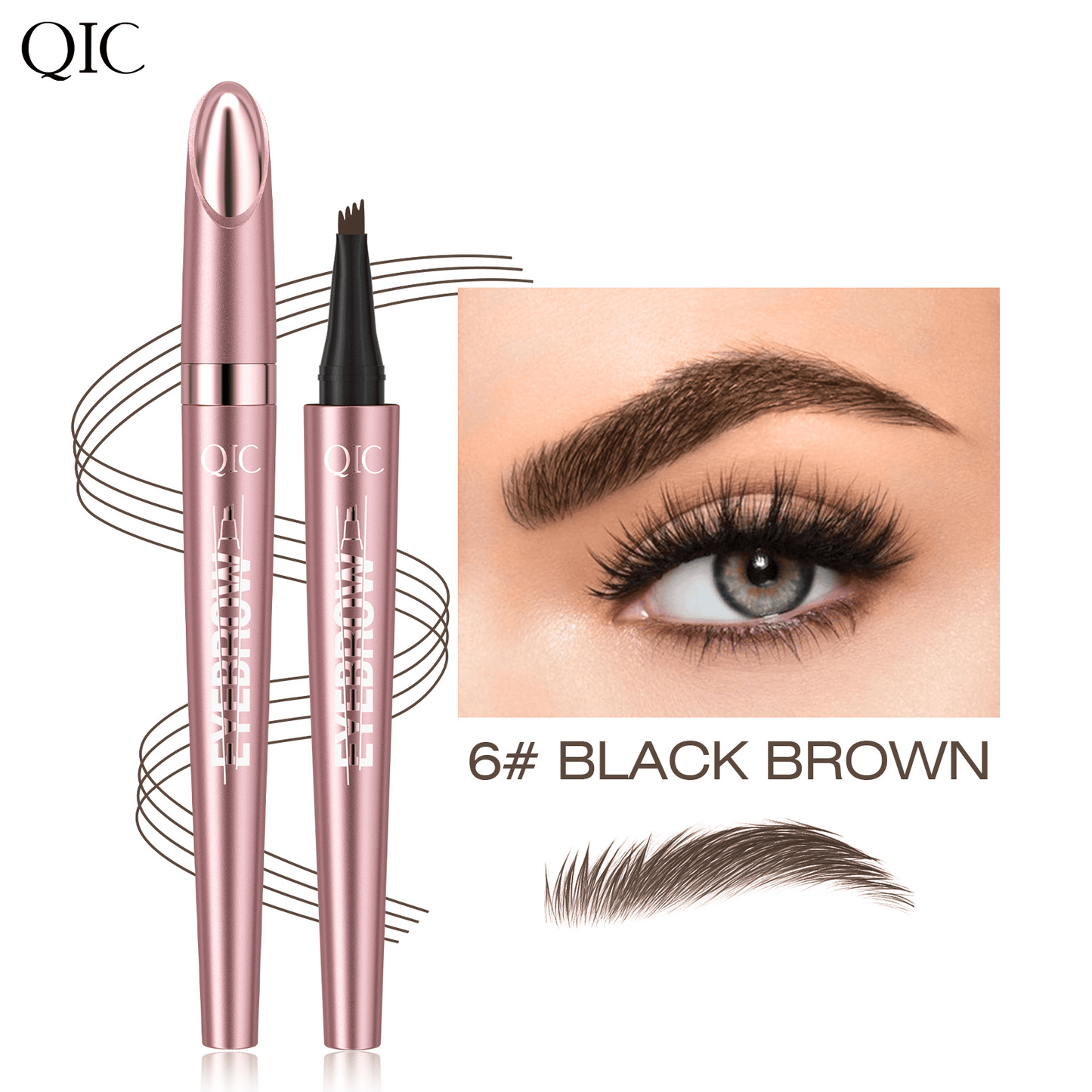 Waterproof Micro-Fork Eyebrow Pencil, Long-Lasting Brow Pen for Daily Use & Soft Glam