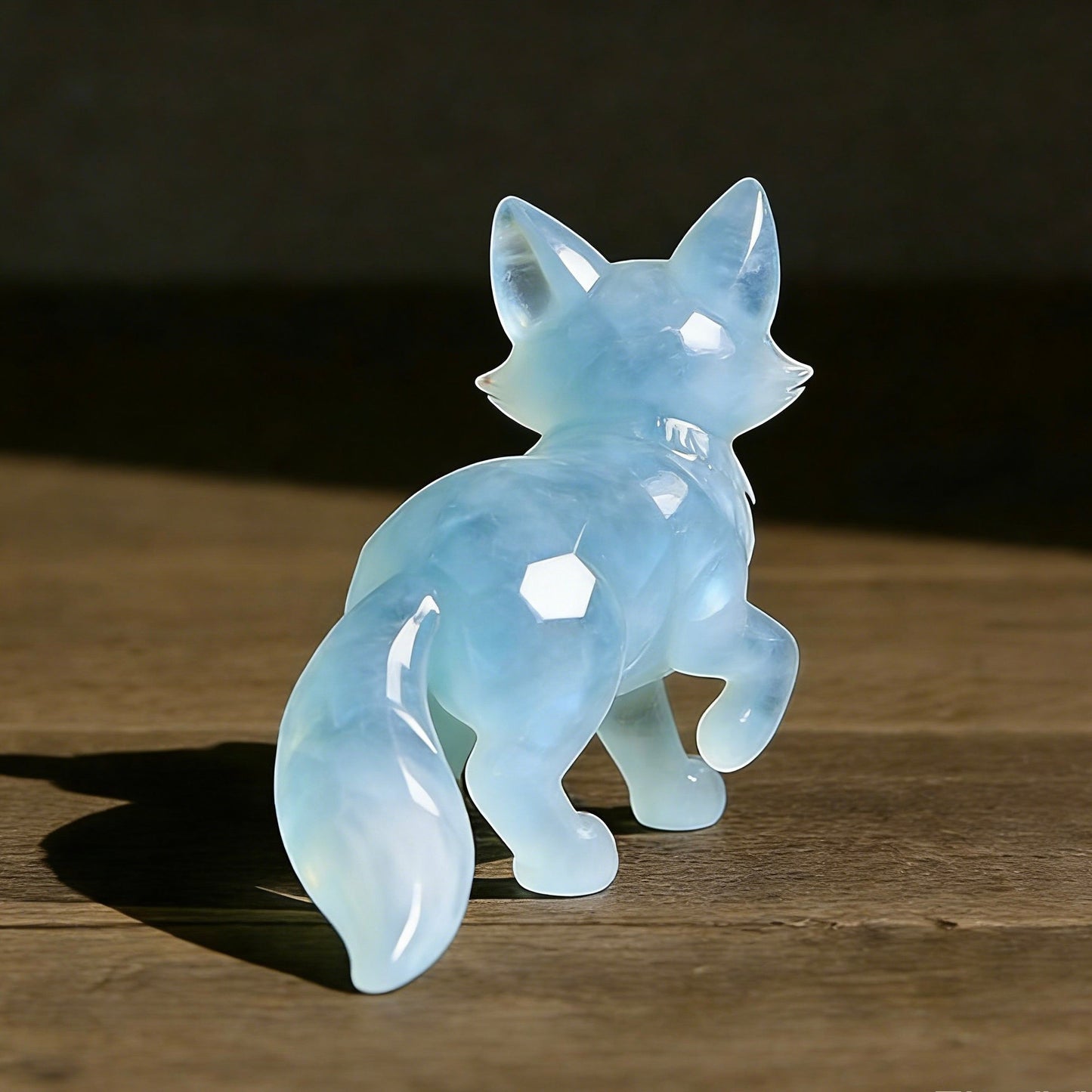 🌟 Hand-Carved & Hand-Painted Moonstone Fox Talisman 🦊🩵 2026 Valentine‘s Symbol of Warmth & Love — Perfect for Lovers, Family & Kids!