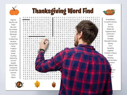 ⏰ Jumbo Thanksgiving & Christmas Word Search Poster – Giant 36"x24" Wall Game!