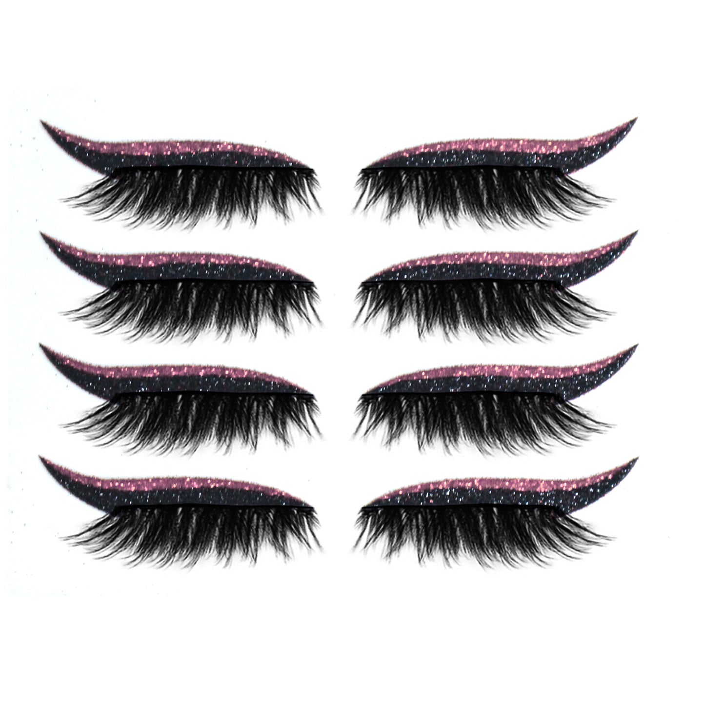 8 Colors Reusable Eyeliner And Eyelash Stickers With Glitter
