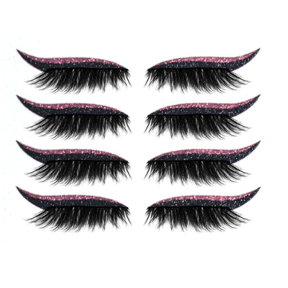 8 Colors Reusable Eyeliner And Eyelash Stickers With Glitter