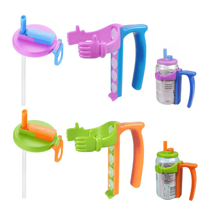 Spill-proof Cup Lid with Straw and Can Holder