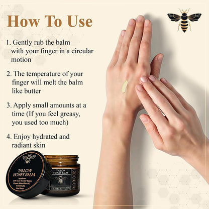 🐝Organic Grass-Fed Beef Tallow Balm with Raw Honey