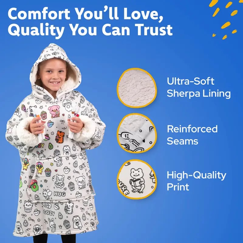 🎨✨Cozy Companions Color-Your-Own Blanket Hoodie🔥