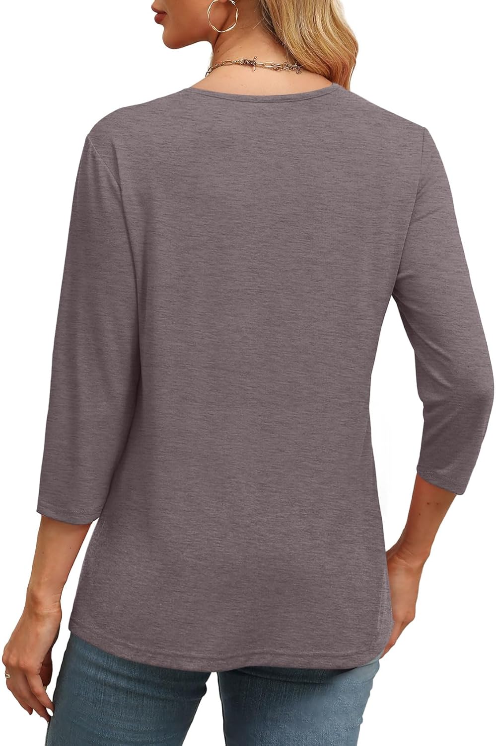 NEW🔥 Women's V Neck 3/4 Long Sleeve  Loose Fit  Tops