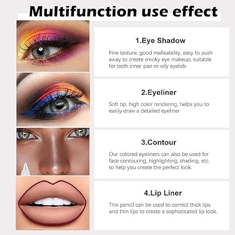 🔥Hot Sale 49% OFF🔥14-Pack Eyeliner Pencil Waterproof Colored Gel Liners with Metallic & Shimmer Finishes Smudge-Proof
