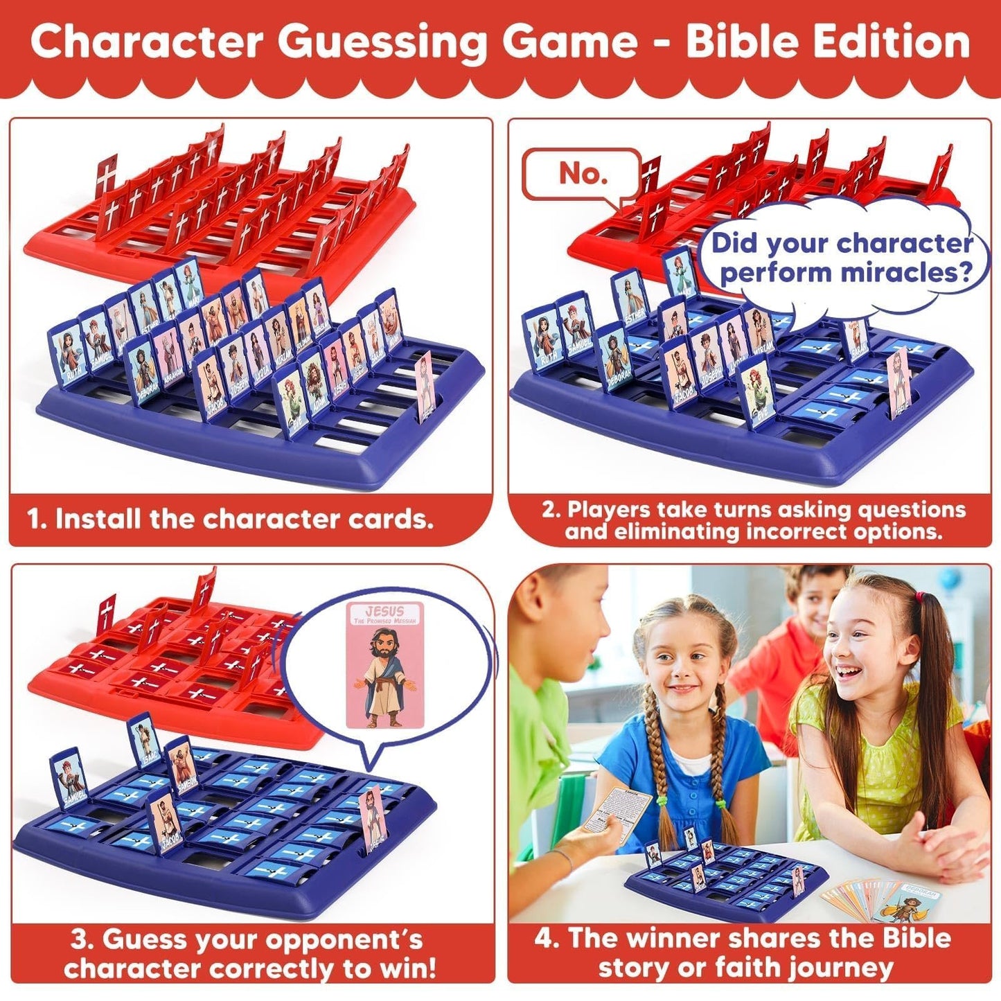 🔥LAST DAY 49% OFF✝️Guess Bible Who I Am Board Games for Kids🎁Christian Catholic Gifts