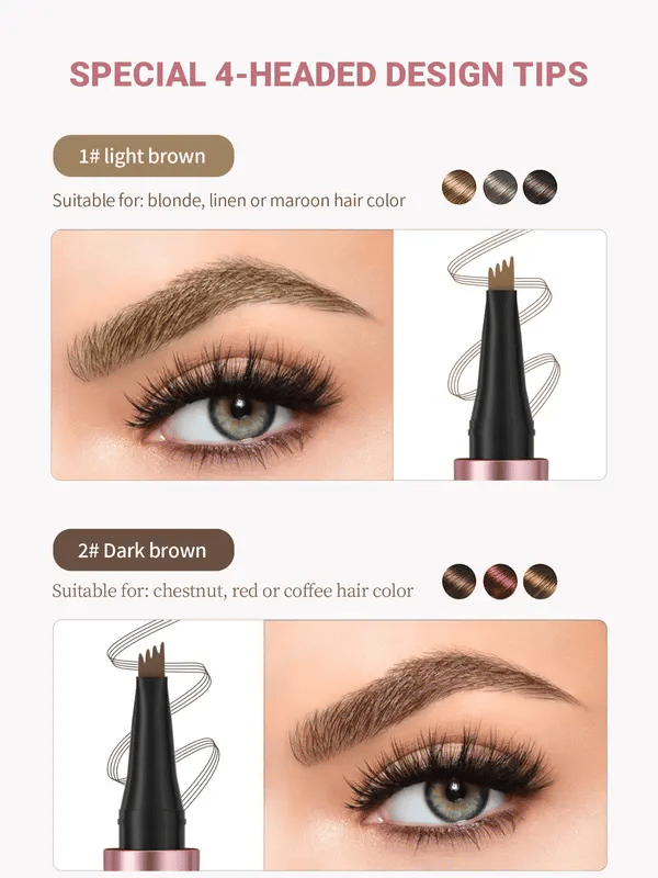 Waterproof Micro-Fork Eyebrow Pencil, Long-Lasting Brow Pen for Daily Use & Soft Glam