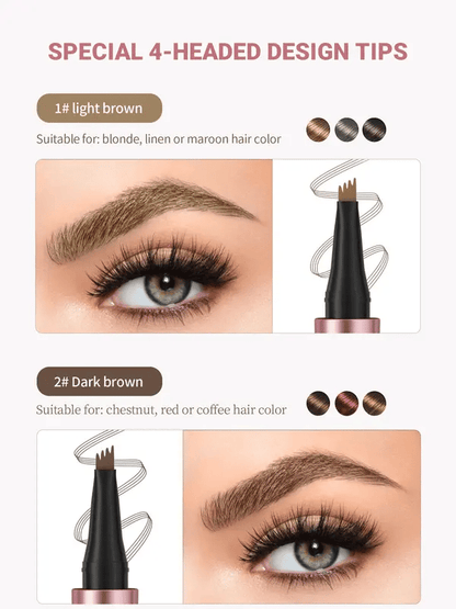 Waterproof Micro-Fork Eyebrow Pencil, Long-Lasting Brow Pen for Daily Use & Soft Glam