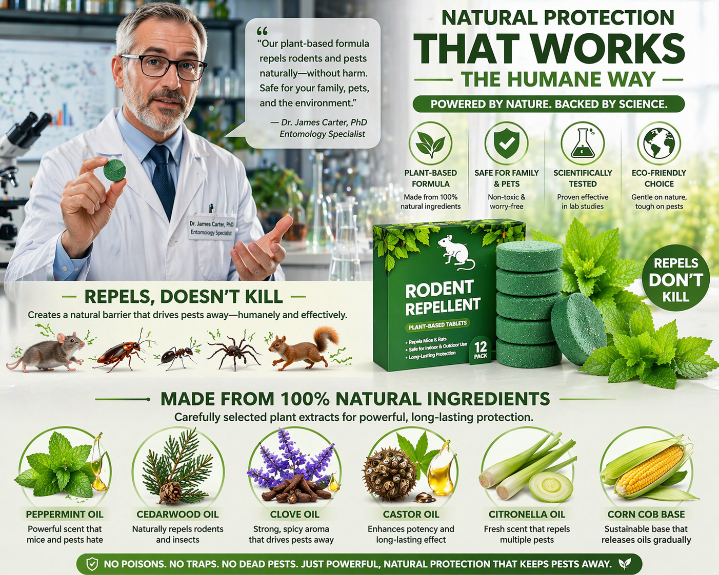 💥LAST DAY BUY 1 GET 1 FREE💥🟢 Natural Peppermint Rodent Repellent Tablets – 12 Pack