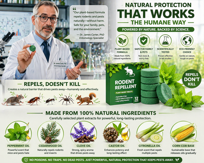 💥LAST DAY BUY 1 GET 1 FREE💥🟢 Natural Peppermint Rodent Repellent Tablets – 12 Pack