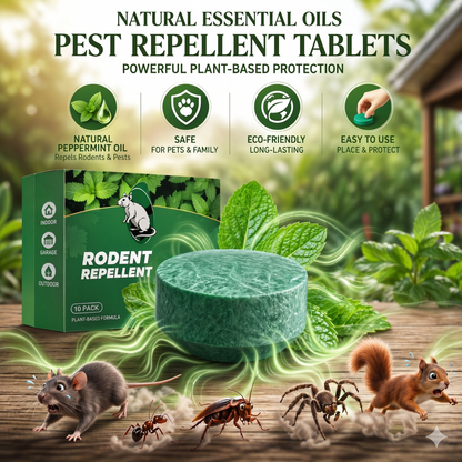 💥LAST DAY BUY 1 GET 1 FREE💥🟢 Natural Peppermint Rodent Repellent Tablets – 12 Pack
